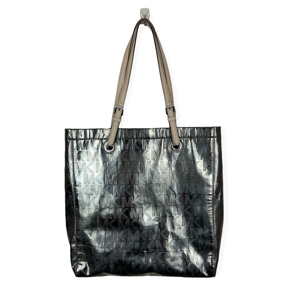 Michael Kors Authentic Womens Tote Bag Jet Set Signature Metallic Leather AV1410
